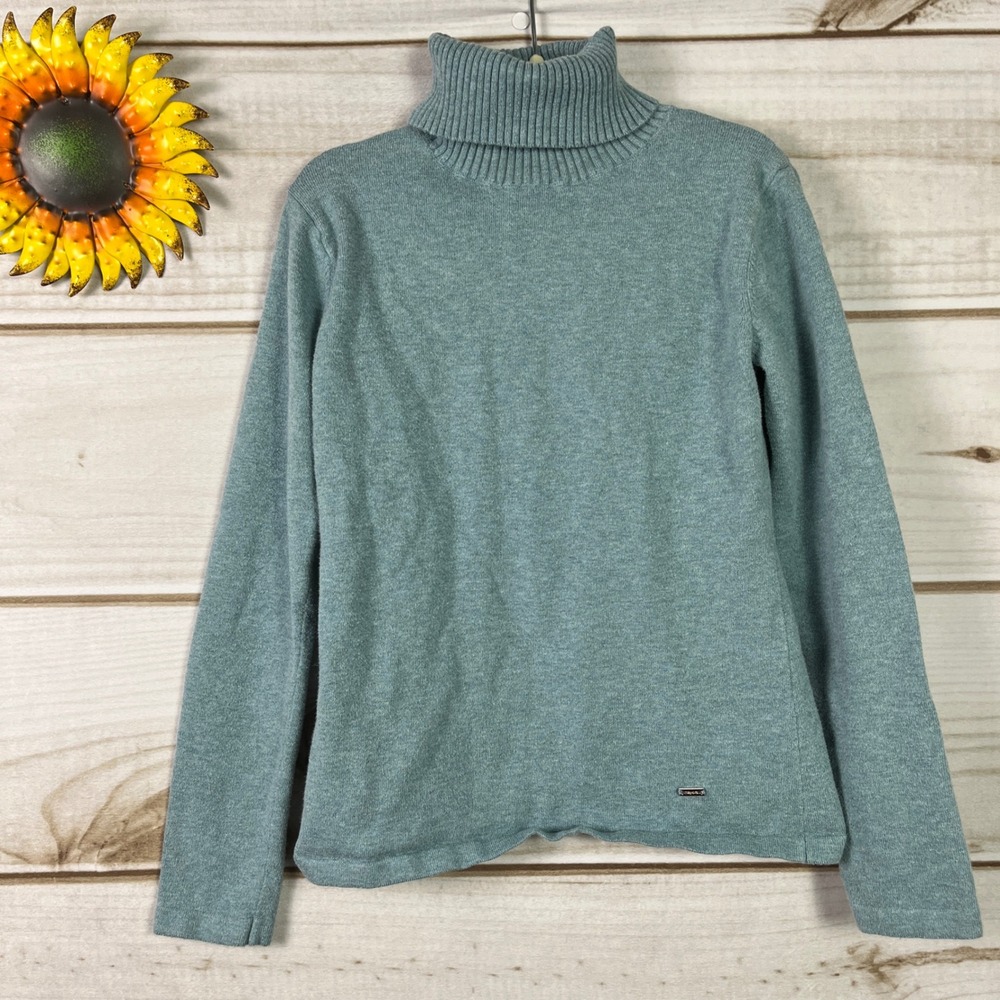 Mayoral Kids Light Blue Ribbed Turtleneck Sweater Cotton Heathered girls Size 8